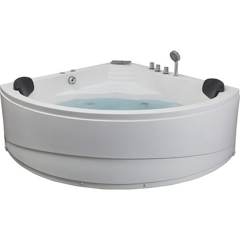 Baignoire balnéo d'angle avec système de cascade AGLENA - 2 places - 350L - 15015060 cm