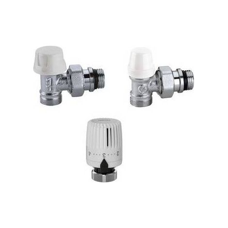 KIT VALVOLA + DETENTORE + COMANDO TERMOSTATICO Misura: 3/8" a squadra