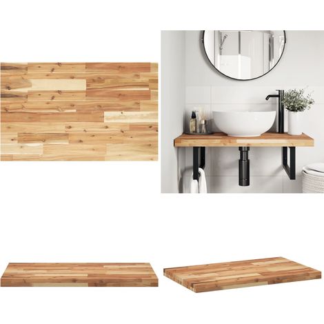 Dessus de meuble de salle de bain finition à l'huile 100x50x4cm - Comptoir en bois - Bois d'acacia (1/5)