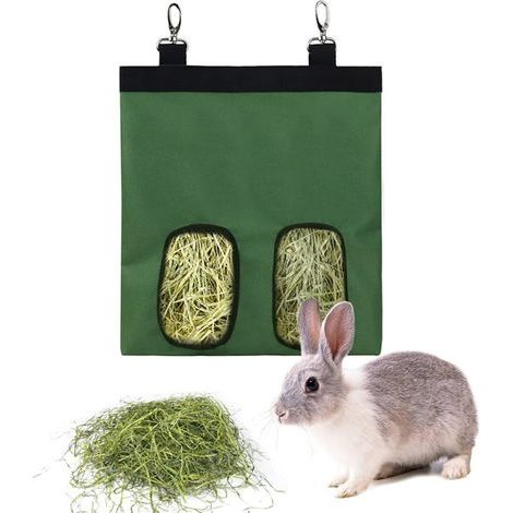 Hanging Hay Bag Feeder Bag High Quality Bag Essential Pet Storage Bag Large Hay Feeder for Guinea Pig, Rabbit- 2 Openings