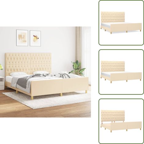 Bettgestell ohne Matratze Creme 180x200 cm Stoff - Bettsofa - Doppelbett - Boxspringbetten - Lattenrost - Cremefarbenes Bett (1/5)