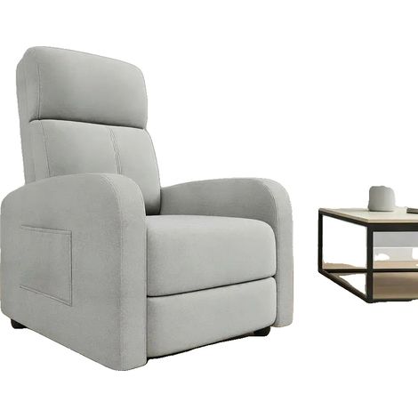 Sillón, respaldo ajustable, tela de alta calidad, gris claro. (1/2)