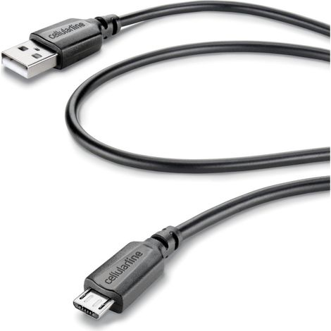 Cellularline Micro USB Kabel 1m schwarz USBDATACABMICROUSB Micro-USB -> USB-Stecker 2.0