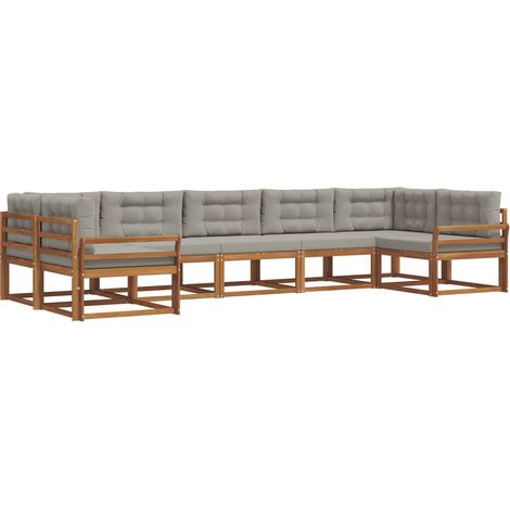 Conjunto de sofás de exterior 7 uds. Gris Natural y Claro vidaXL (1/5)