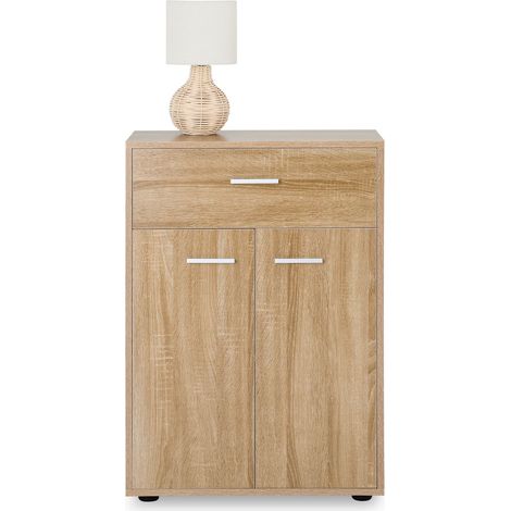 Idimex – Buffet chêne sonoma 84x60x30 cm – 1 tiroir et 2 portes – Surface résistante aux éraflures – Design moderne (1/7)