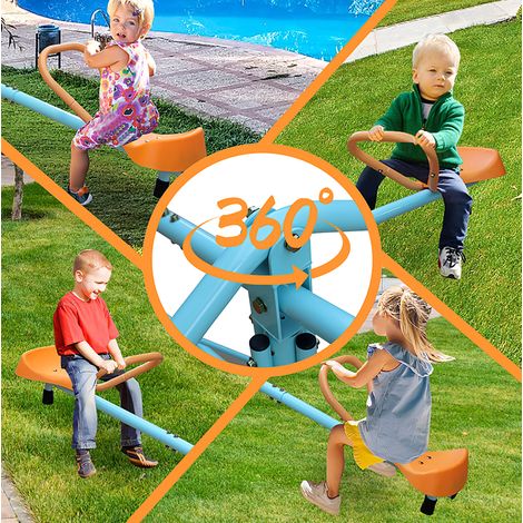 Bascule enfant 4 places 182,88 cm acier inoxydable bleu orange pour jardin - CHICFURN (1/5)