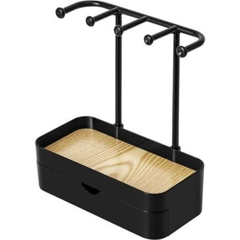 Étagère de rangement pour bijoux, noire Dimensions : 20,1 × 10,2 × 23 cm 1 x étagère Organisateur pour soins de la peau et bijoux Rangement de bureau (1/5)