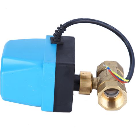 Elektrisches 2-Wege-Kugelventil, IP68-Synchronmotor, 220 V AC, G3/4 Zoll-Anschluss, 3-adriges blaues Kabel. (1/5)