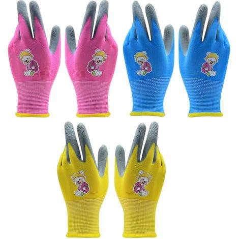 ANIS·KEAAR Gants de jardinage en latex respirant 3 couleurs pour enfants, gants de travail pour la plantation, l'escalade, le cyclisme, les outils de jardinage (2 à 5 ans) (1/5)