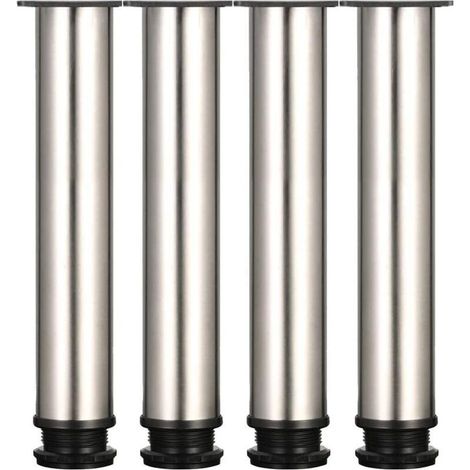 4 pieds réglables - hauteur 250 mm, pieds de meuble épais, hauteur réglable 0-15 mm, pieds de table, pieds de meuble, acier inoxydable brossé - vis en acier inoxydable incluses (1/4)