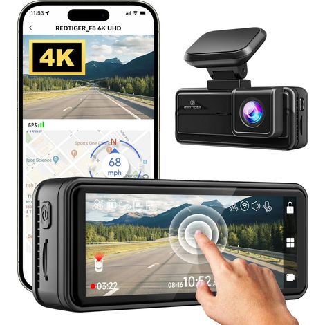 Dashcam, risoluzione 4K, visuale grandangolare, senza telecamera posteriore, senza kit di montaggio. (1/2)