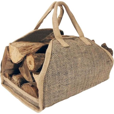 Aubry Gaspard – Sac à bûches en jute plastifiée renforcée 51x36x32 cm – Capacité 110 kg – Poignées confortables pour transport facile