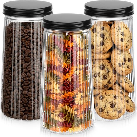 Contenitori in vetro per prodotti sfusi con coperchio, 1,4 l, 3 pezzi. (1/5)