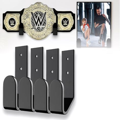 Présentoir mural pour ceintures de championnat, support de rangement horizontal pour ceintures, support de rangement en aluminium adapté aux ceintures WWE. (1/5)