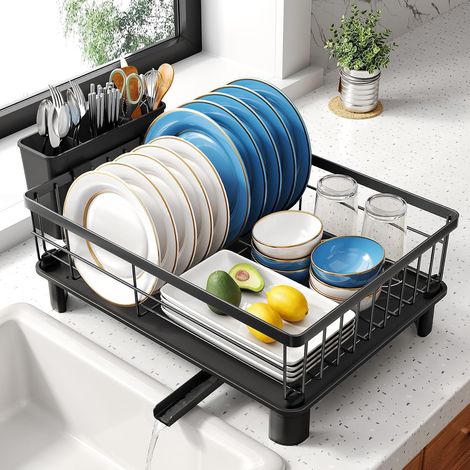 Égouttoir à vaisselle pour petit comptoir de cuisine, 27,9 cm de large x 38,1 cm de long, noir (1/5)