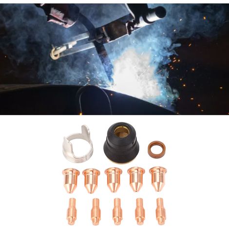 13-teiliges Verbrauchsmaterialset für Plasmaschneidanlagen, kompatibel mit der Plasmaschneidanlage Harbor Freight Titanium 45A: Düse und Elektrode 56811, Elektrode 56576, Düse 56255 (1/5)