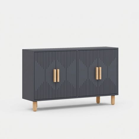 Buffet console moderne avec portes et étagères Roger - Anthracite (1/4)