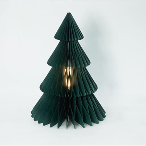 Árbol de Navidad en Papel Verde 22x33,5 cm con luz LED Cálida