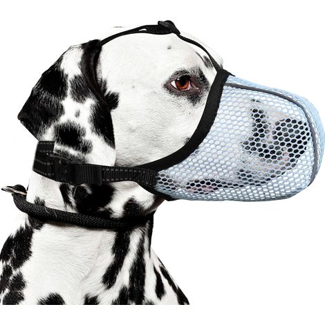 Dog Muzzle Blue Breathable Soft for Large Dogs Prevent Barking Chewing Biting Reflective Adjustable Dog Muzzle for Doberman Blue L (1/5)