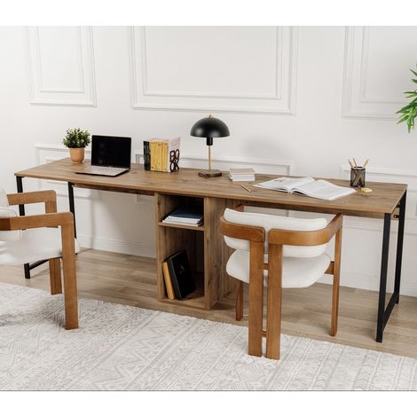 Arbeitstisch Twin-Studientisch Melamin Atlantic Pine 240x60