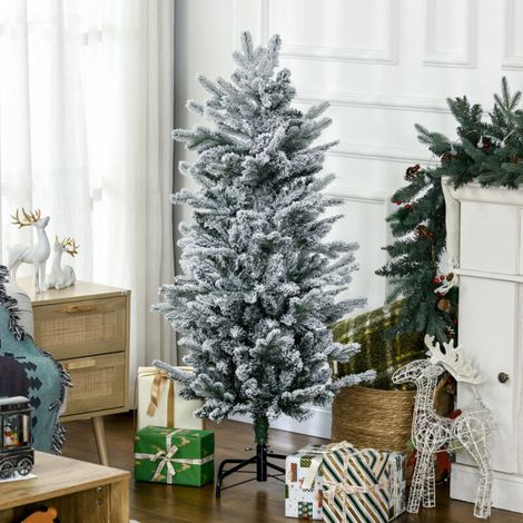 135cm Sapin de Noël artificiel en cèdre naturel, avec 267 branches, ouverture automatique, base en acier, 135 cm de haut, vert. (1/5)