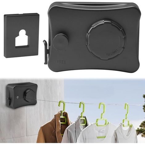 Étendoir à linge mural extensible de 5,1 m, invisible, rétractable, en acier inoxydable, capacité de charge de 20 kg, pour balcon et buanderie (1/5)