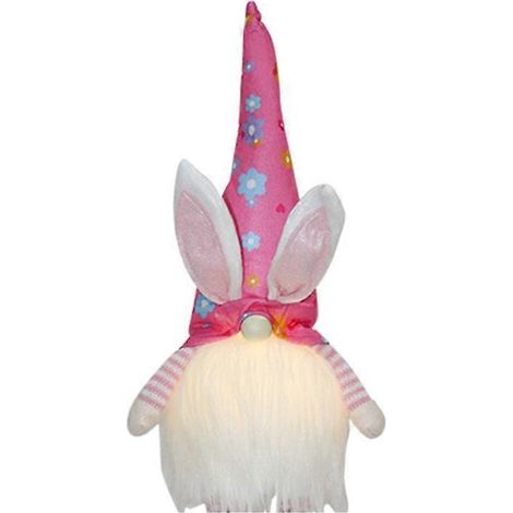 Lapin de Pâques gnome avec lumière LED, peluche lapin Tomte suédoise faite main pour D (1/5)