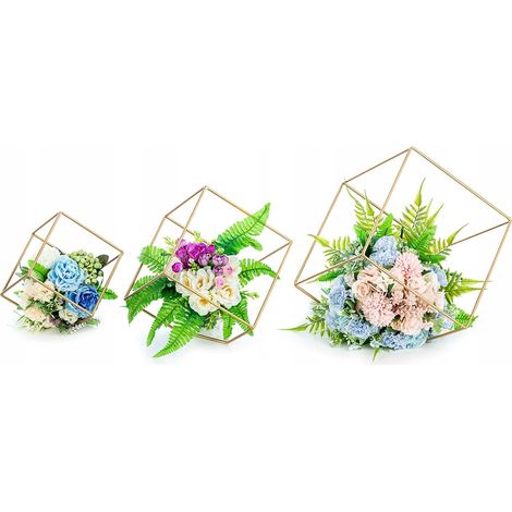 3-teiliges Set aus Blumenvasenständern, Metall, Gold, geometrisch, für Blumen (1/5)