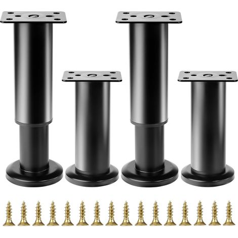 4 Pcs Pied de Meuble Reglable 12-18 cm, Pied Meuble Reglable, Pieds de Table de Nivellement pour Meubles, Pieds de Meubles Réglables en Hauteur Noirs pour Chaises Lit Canapé Placard Armoires (1/5)