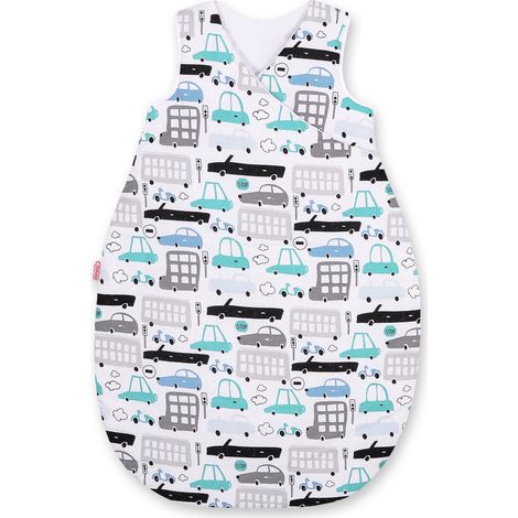 Saco de dormir de algodón para niños M de 3 a 12 meses, TOG 2.5, aislante para todo el año - gris-turquesa (1/3)