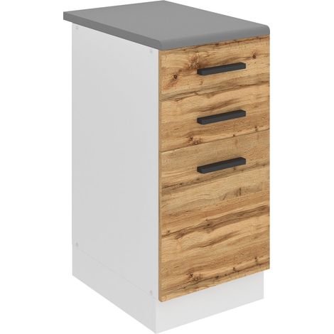 BELINI Meuble Cuisine Bas avec Plan de Travail SDSZ I Meubles de Cuisine - Taille: 51,6 x 40 x 85 cm I Petit Meuble Cuisine - 2 Tiroirs, 1 Porte I Couleur: Chêne Wotan (1/5)