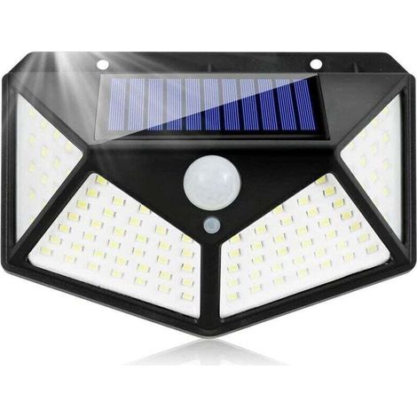 Projecteur à détecteur de mouvement solaire 100 LED – IP65 étanche – 3 modes d'éclairage – Lumière 6500K pour jardin et garage (1/5)