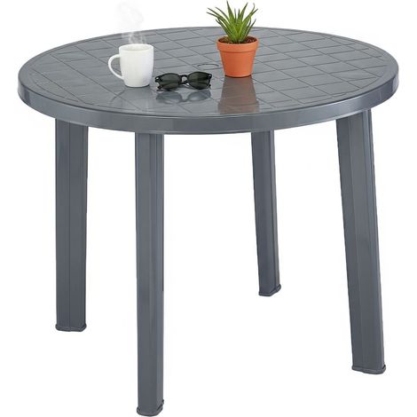 Tavolo da Esterno Brooksdale, 4 Posti, Lunghezza Massima 90 cm Made in Italy, Finitura Effetto Quadrettato, 90x90x72h cm Nero Antracite