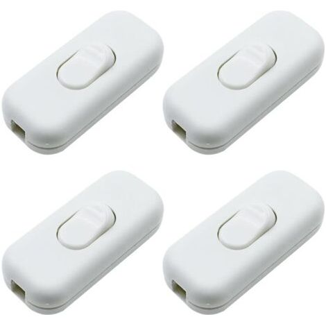 Pair Lntyq Interrupteur torpille 4 pièces, interrupteur bipolaire, interrupteur à bascule pour lampe, 2 ou 3 fils pour lampe de table, lampe de chevet (blanc)