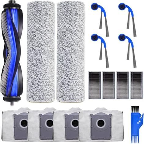 Applicable T80 Accessoires de Rechange Compatibles avec ECOVACS DEEBOT T80 OMNI Robot Aspirateur, 1 Brosse Principale, 4 Filtres, 4 Brosses Latérales, 2 Rouleaux Nrosse, 4 Sacs à Poussière