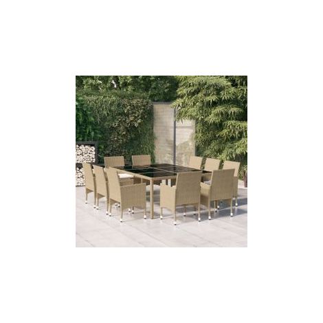 Ensemble de salle à manger de jardin 11pcs Résine tressée Beige (1/5)