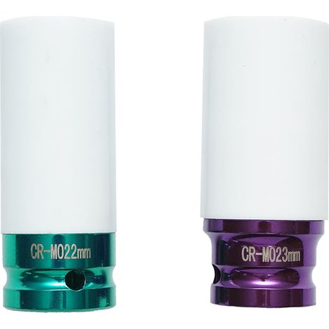 Set di 2 chiavi tubolari per dadi ruota 1/2 di impatto con protezione, 22 mm e 23 mm, Breckner Germany (1/4)