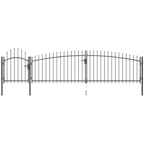Vidaxl – Portail fer et acier 5x1 m noir – Ouverture battante – Acier enduit de poudre contre rouille – Système de verrouillage inclus