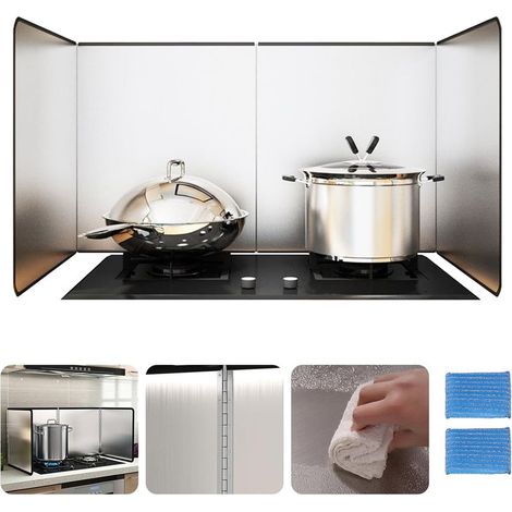 Plaque Anti-Éclaboussures De Cuisine Pliable, Pare-Éclaboussures En Acier Inoxydable À 3 Côtés, 80x40x30cm Bouclier Anti-Éclaboussures De Cuisine Pour Cuisinière, Fumée D'Huile Pare-Éclaboussures (1/5)