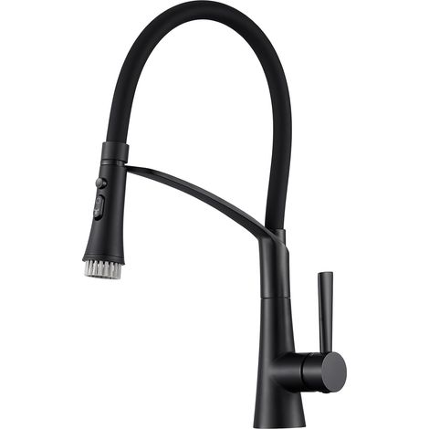 Robinet Cuisine 3 Voies avec Douchette Extractible, Mitigeur 3 Voies Cuisine Pivotant à 360°, Robinetterie Cuisine Eau Potable, Robinet Évier de Cuisine avec Sortie Eau Filtrée,Chrom (1/5)
