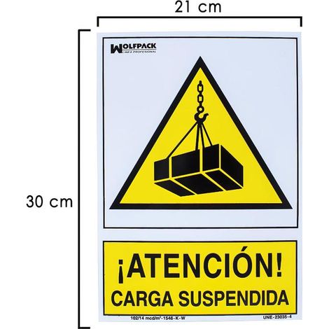 Cartel Peligro Carga Suspendida 30x21 cm.