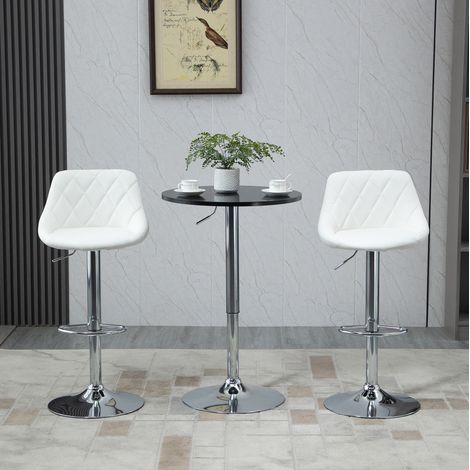 Mesa de bar redonda regulable en altura, tablero giratorio, acero y MDF, negro, Ø61 x 70-90 cm (1/5)