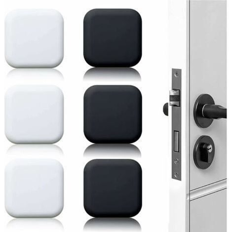 6 Pièces Butée de porte murale noire/blanche adhésive 45mmx45mm Bloc porte Stop porte mural adhesif Butoir porte mural adhesif