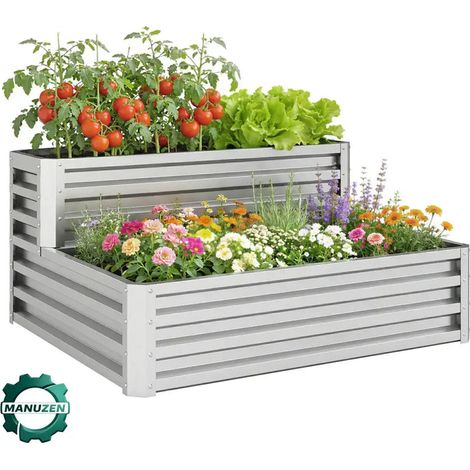Manuzen - Bac À Légumes Double Niveau Escalera En Acier Galvanisé 120x101x58 Cm (1/4)