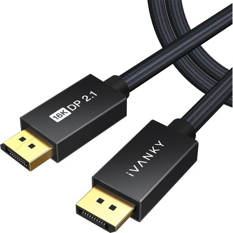 16K Câble DisplayPort, 80Gbps Câble DP 2.1 UHBR20 Pour PC Gamer 4.5M (1/5)