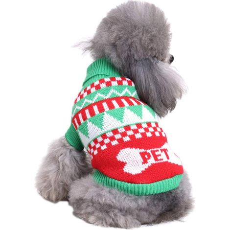 Dog Sweater Casual Wear Polyester Bone Pattern Dog T Shirt Dog Sweater for Christmas Holiday Cosplay Large Size (1/5)