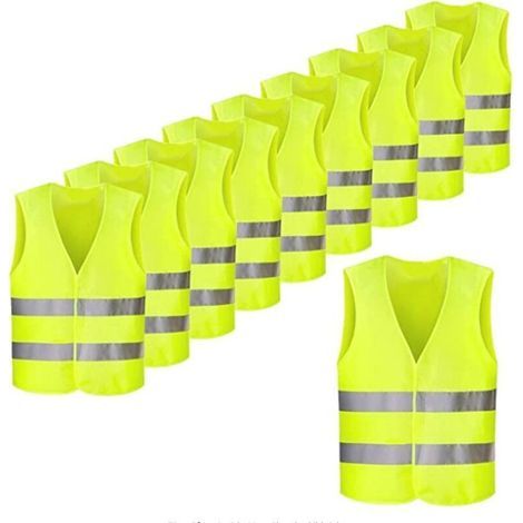 Perle rare avertissement gilet / gilet de sécurité néon jaune avec rayures fluorescentes Gr.Genrabatt: 10 pièces (1/4)