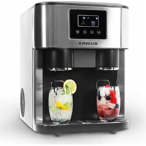 Fabbricatore di ghiaccio, tritaghiaccio, distributore d'acqua 3 in 1, KREXUS, 18 kg/24 h, INOX, 380 W