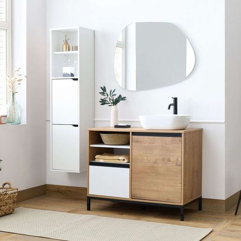 Muebles de Baño Támesis Pack Moderno Roble Gold y Blanco (Con Lavabo Cerámico) (1/5)