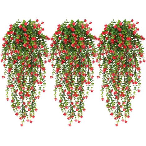 Lot de 3 Plantes Suspendues d’Extérieur – Décoration Florale Artificielle, Jardin, Mariage, Résistante aux UV (1/5)